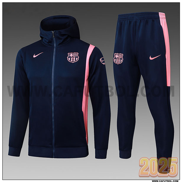 Chaqueta Con Capucha Chandal Rompevientos FC Barcelona Ninos Azul/Rosa 2025/26