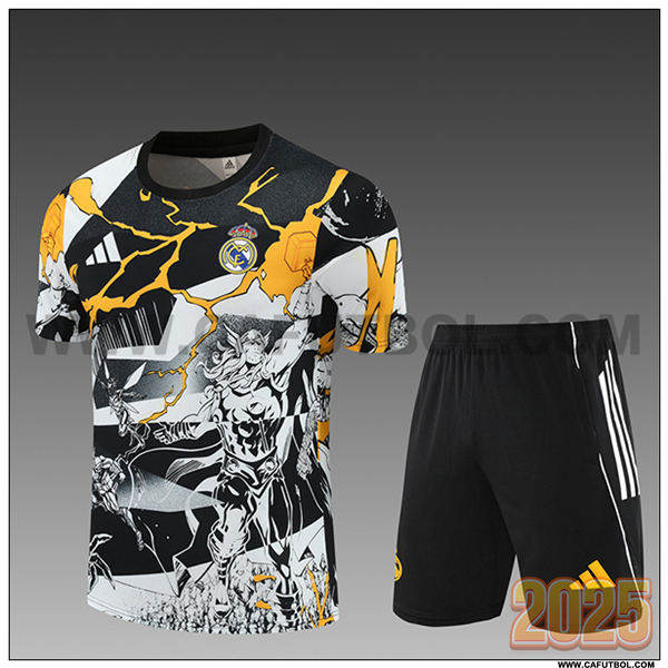 Training T-Shirt Real Madrid Ninos Negro/Blanco/Amarillo 2025/26