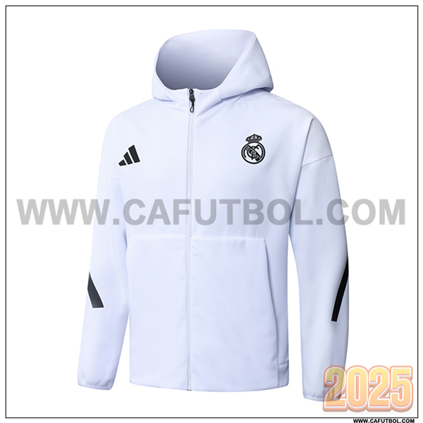 Chaqueta Con Capucha Real Madrid Blanco/Negro 2025/26