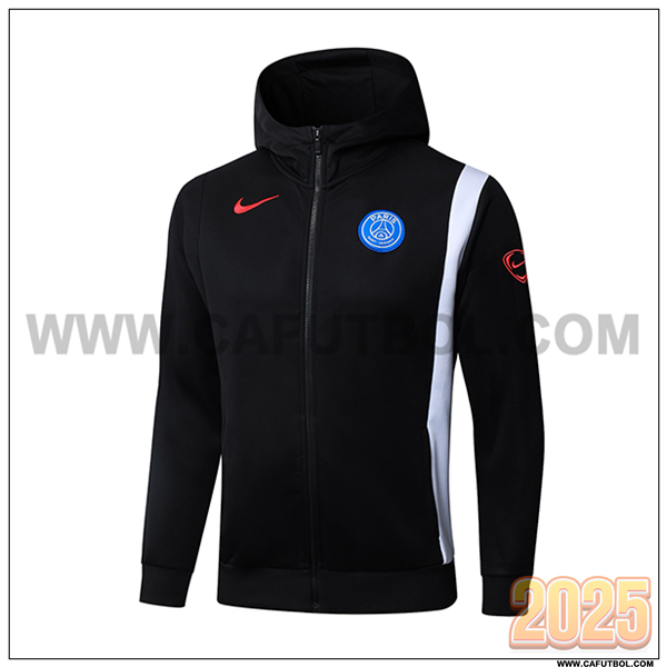 Chaqueta Con Capucha PSG Negro/Blanco 2025/26