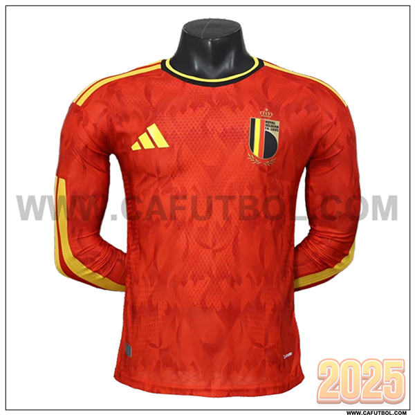 Primera Camiseta Equipo de Belgica Mangas Largas Rojo Copa Mundial 2026