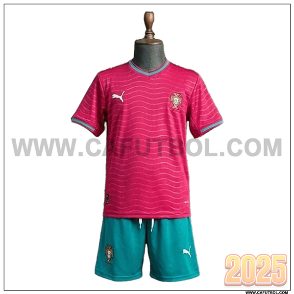 Primera Camiseta Equipo de Portugal Ninos Rosa Copa Mundial 2026