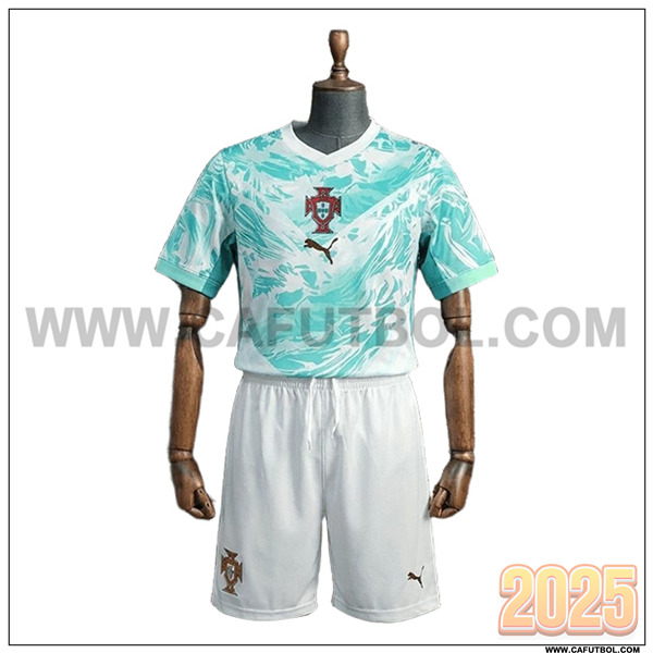 Segunda Camiseta Equipo de Portugal Ninos Verde/Blanco Copa Mundial 2026