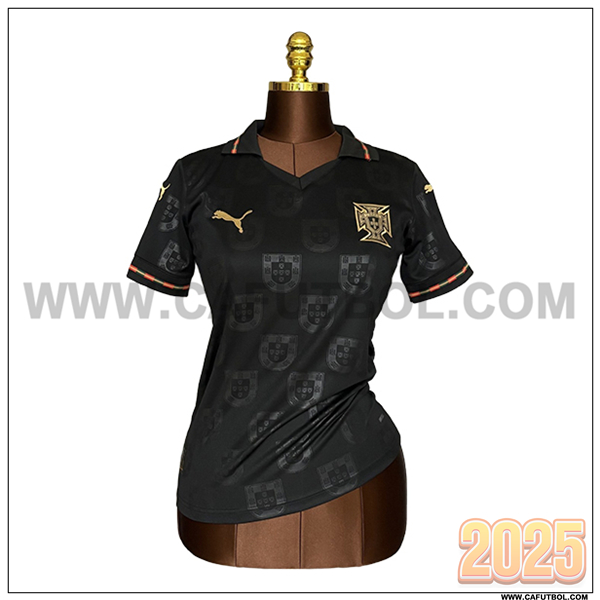 Camiseta Futbol Portugal Mujer Edicion Especial 2025 2026 Negro