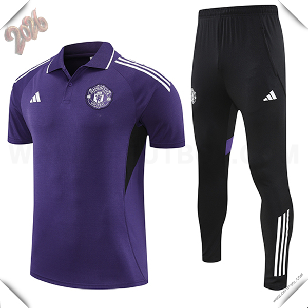 Camiseta Polo Manchester United Violeta/Negro 2025 2026
