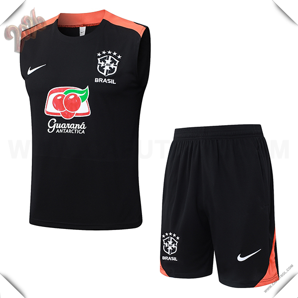 Camiseta Entrenamiento sin mangas Brasil Negro/Naranja 2025 2026