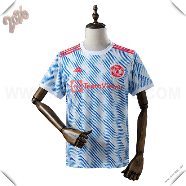 Segunda Camiseta de Manchester United Retro Blanco/Azul 2021/2022