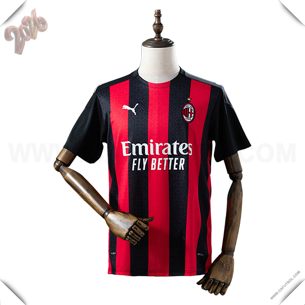 Primera Camiseta de AC Milan Retro Rojo/Negro 2020/2021