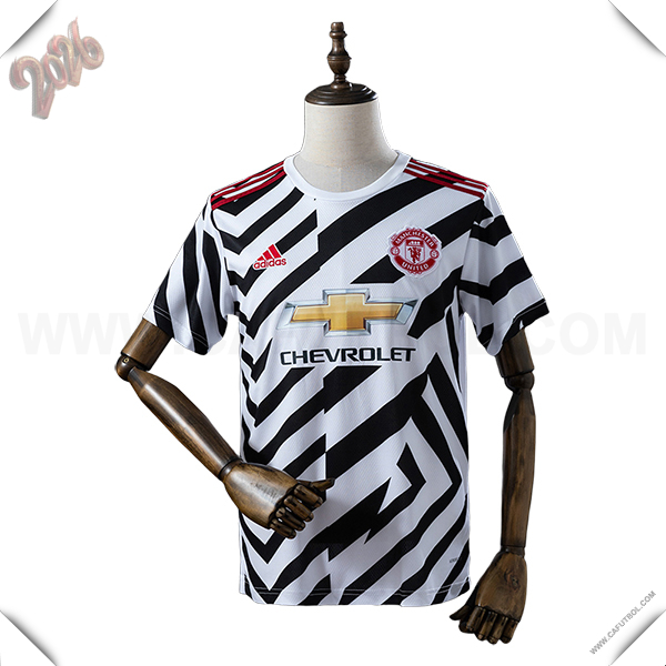 Tercero Camiseta de Manchester United Retro Blanco/Negro 2020/2021