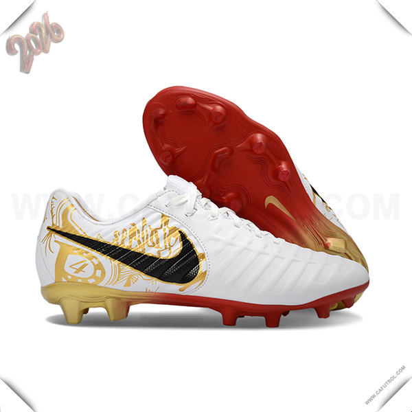 Nike Botas De Fútbol Tiempo Legend VII Elite LUXE FG Blanco/Rojo/Negro/Amarillo
