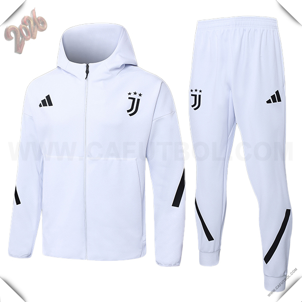 Chaqueta Con Capucha Chandal Rompevientos Juventus Blanco/Negro 2025 2026