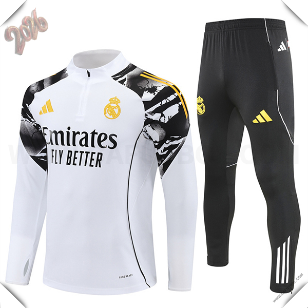 Chandal de Futbol Real Madrid Blanco/Negro/Amarillo 2025 2026 -02