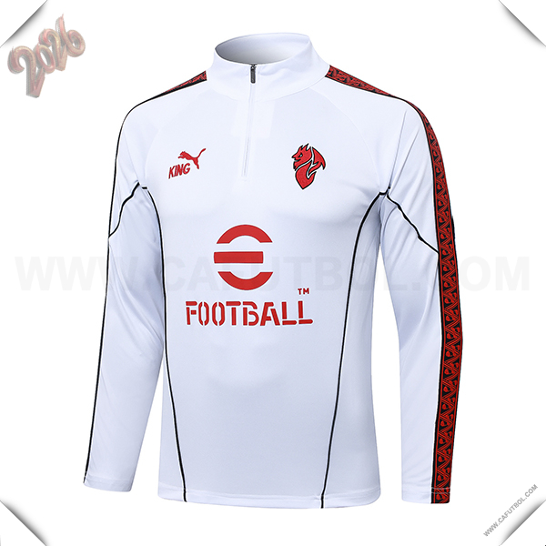 Sudadera Entrenamiento AC Milan Blanco/Rojo/Negro 2025 2026
