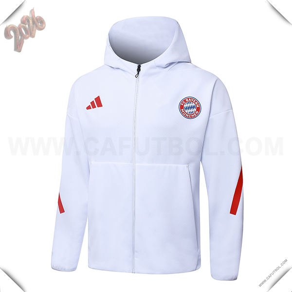 Chaqueta Con Capucha Bayern Munich Blanco/Rojo 2025 2026