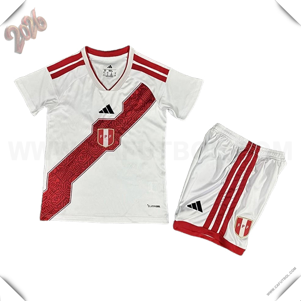 Primera Camiseta Futbol Peru Ninos Rojo/Blanco 2026/2027