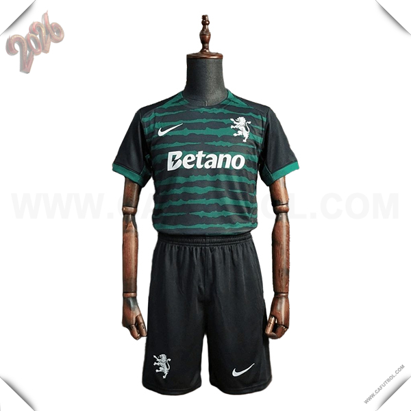 Camiseta Futbol Sporting Ninos Christmas Edition 2025 2026 Verde/Negro