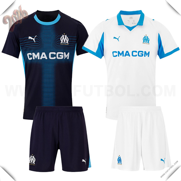 Camisetas De Futbol Marsella Caja de Regalo Promocional Primera + Segunda + Cortos 2025/2026