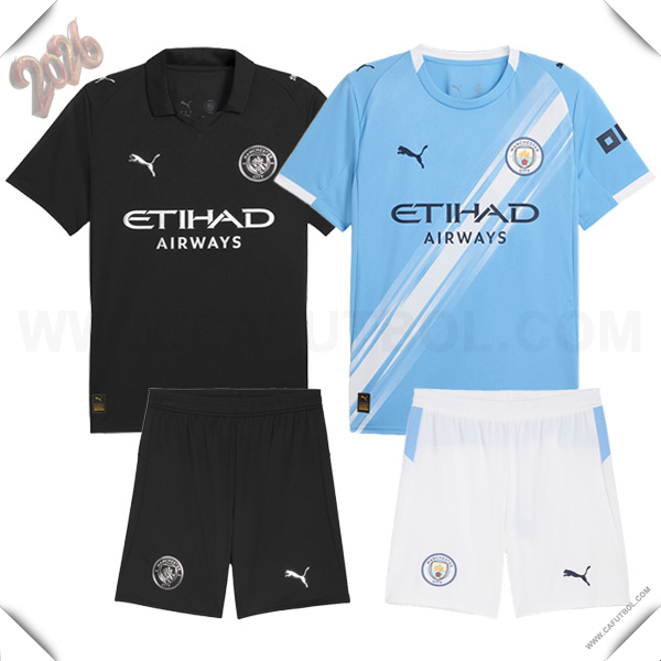 Camisetas De Futbol Manchester City Caja de Regalo Promocional Primera + Segunda + Cortos 2025/2026
