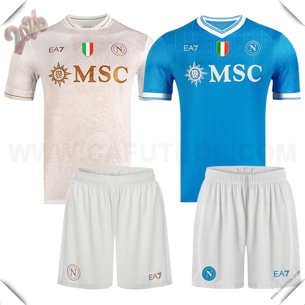 Camisetas De Futbol SSC Napoli Caja de Regalo Promocional Primera + Segunda + Cortos 2025/2026