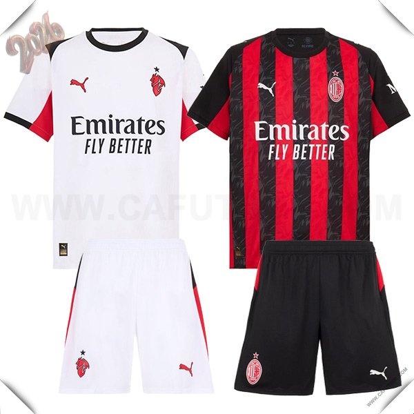 Camisetas De Futbol AC Milan Caja de Regalo Promocional Primera + Segunda + Cortos 2025/2026