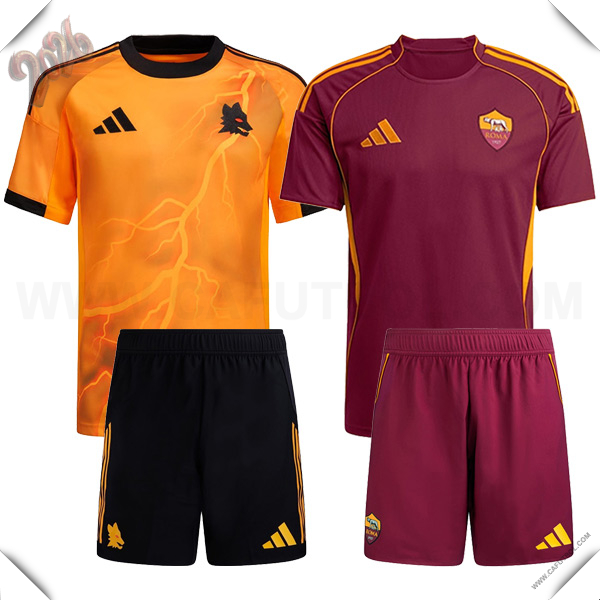Camisetas De Futbol AS Roma Caja de Regalo Promocional Primera + Segunda + Cortos 2025/2026