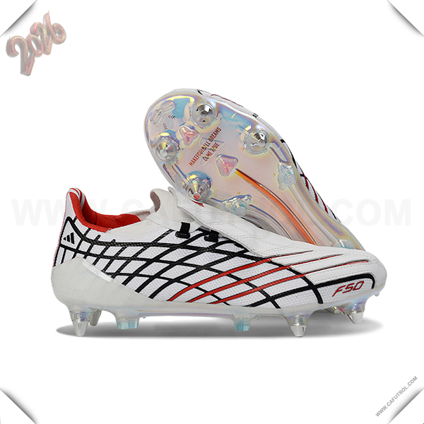 Adidas Botas De Fútbol F50 Elite SG Blanco/Negro/Rojo