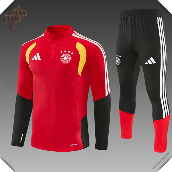 Chandal de Futbol Alemania Ninos Rojo/Negro/Amarillo 2025/2026
