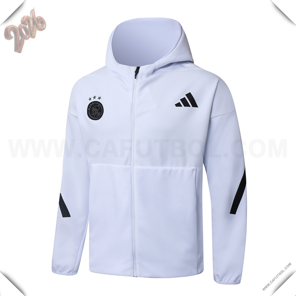 Chaqueta Con Capucha Ajax Blanco/Negro 2025/2026