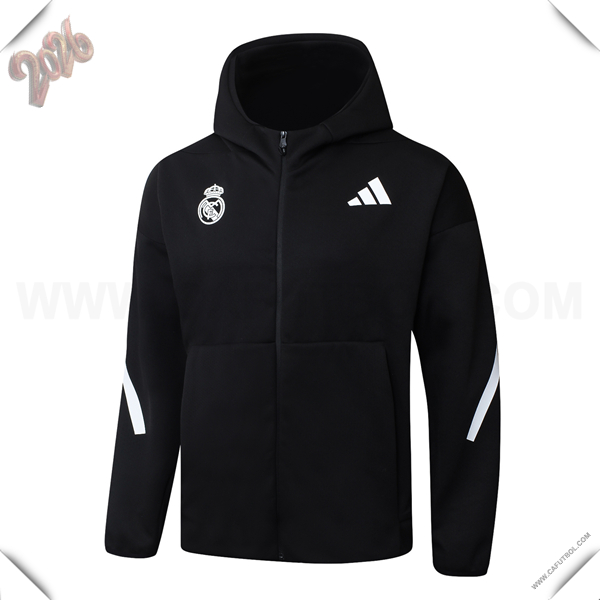 Chaqueta Con Capucha Real Madrid Negro/Blanco 2025/2026