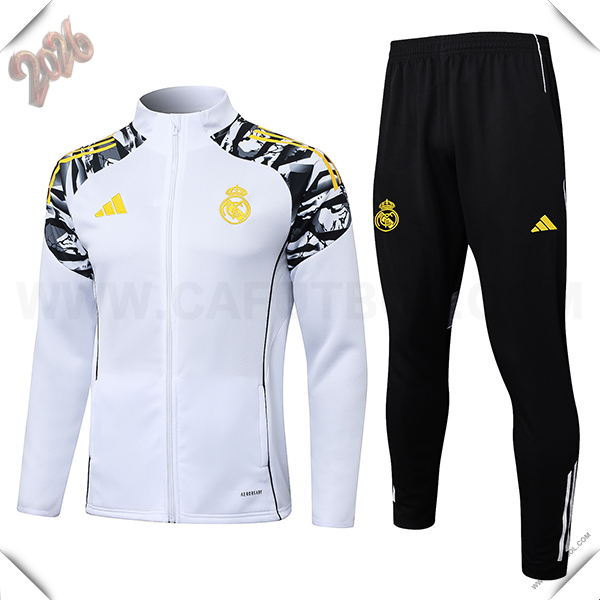 Chandal Chaquetas de Real Madrid Blanco/Negro/Amarillo 2025/2026