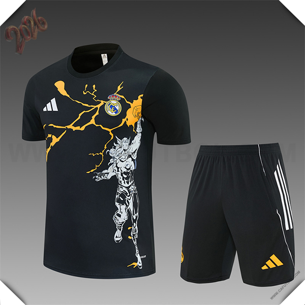 Camiseta Entrenamiento Real Madrid Ninos Negro/Amarillo 2025/2026