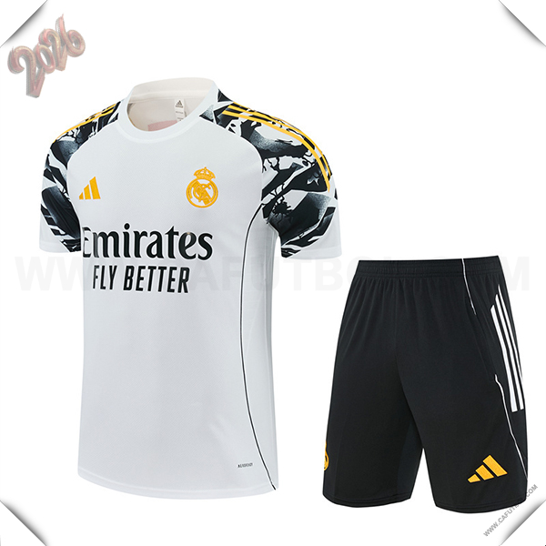 Training T-Shirt Real Madrid Blanco/Negro/Amarillo 2025/2026