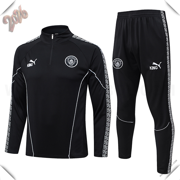 Chandal de Futbol Manchester City Negro/Blanco 2025/2026