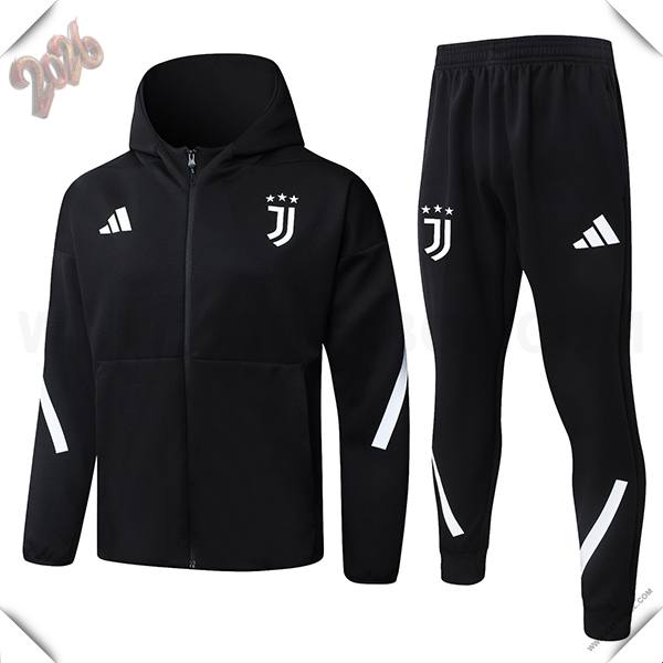 Chaqueta Con Capucha Chandal Rompevientos Juventus Negro/Blanco 2026/2027