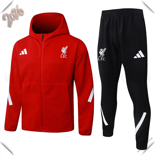 Chaqueta Con Capucha Chandal Rompevientos FC Liverpool Rojo/Blanco 2025/2026