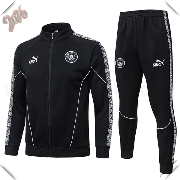 Chandal de Futbol Chaquetas Manchester City Negro/Blanco 2025/2026