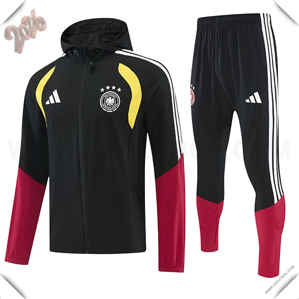 Chaqueta Con Capucha Chandal Rompevientos Alemania Negro/Rojo/Amarillo 2026/2027