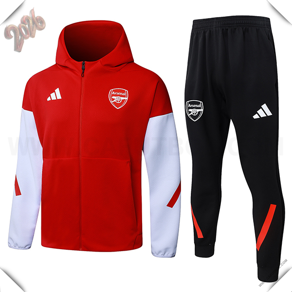 Chaqueta Con Capucha Chandal Rompevientos Arsenal Rojo/Blanco 2025/2026