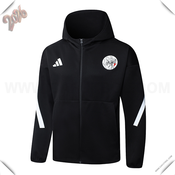Chaqueta Con Capucha Ajax Negro/Blanco 2025/2026