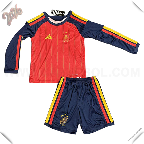 Primera Camiseta Equipo de Espana Ninos Mangas Largas Copa Mundial 2026