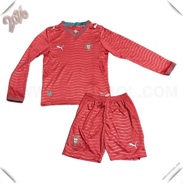 Primera Camiseta Equipo de Portugal Ninos Mangas Largas Copa Mundial 2026