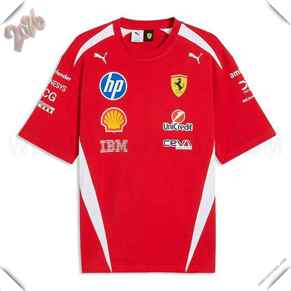 Camiseta de manga corta Scuderia Ferrari Team Rojo/Blanco 2026