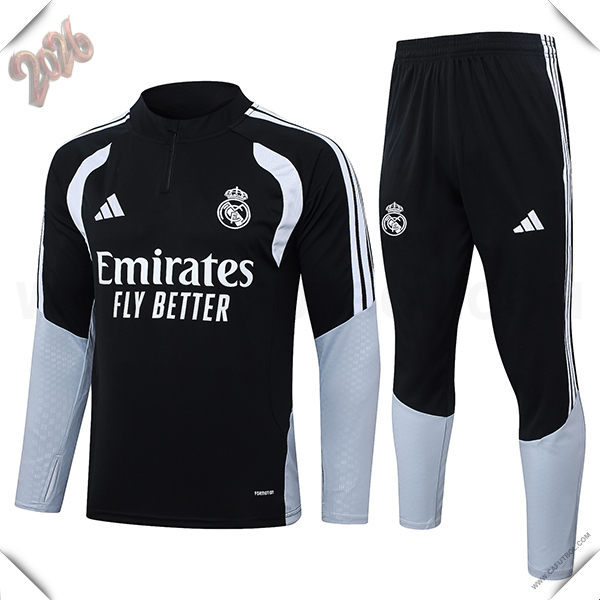 Chandal de Futbol Real Madrid Negro/Gris/Blanco 2026/2027