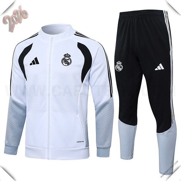 Chandal de Futbol Chaquetas Real Madrid Blanco/Gris/Negro 2026/2027