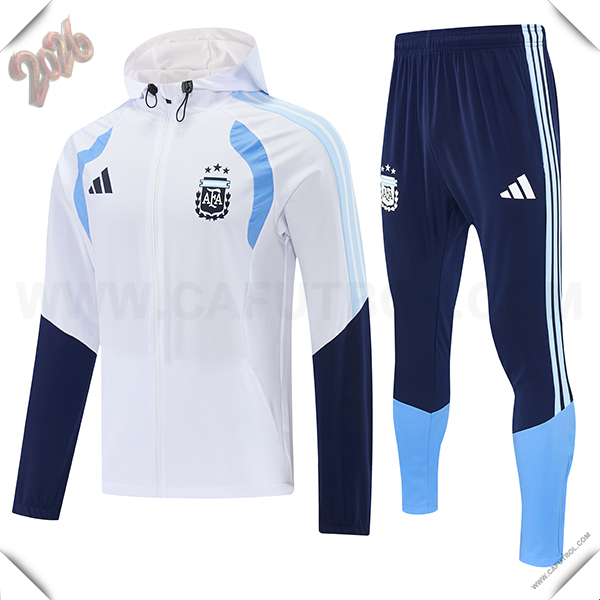 Chaqueta Con Capucha Chandal Rompevientos Argentina Blanco/Azul 2026/2027