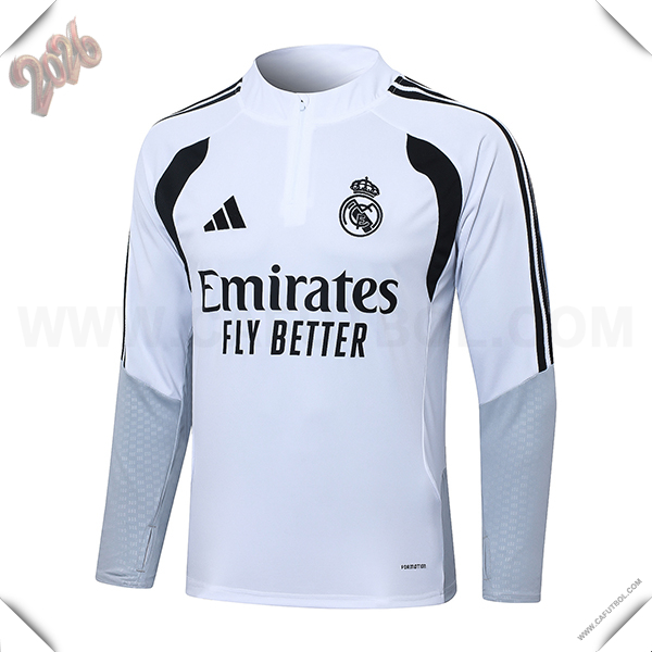 Sudadera De Entrenamiento Real Madrid Blanco/Gris/Negro 2026/2027
