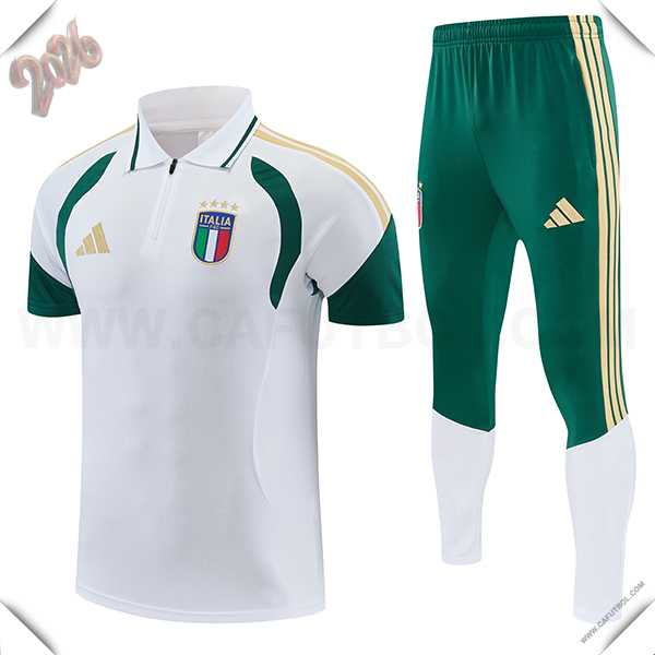 Camiseta Polo Italia Blanco/Verde/Amarillo 2026/2027