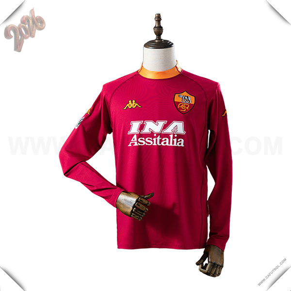 Primera Camiseta de AS Roma Retro Mangas Largas 2000/2001