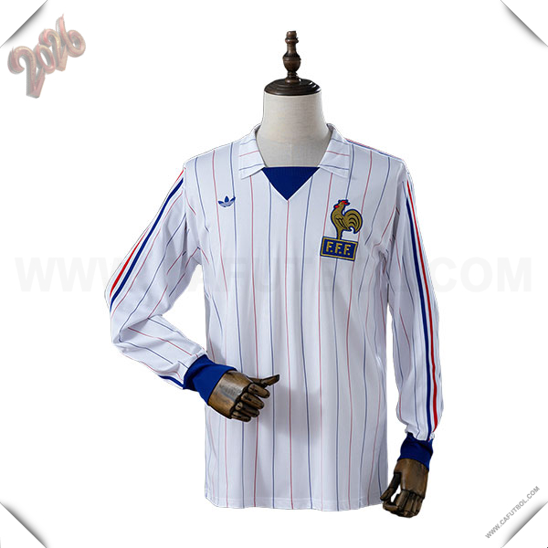 Segunda Camiseta de Francia Retro Mangas Largas 1980/1982