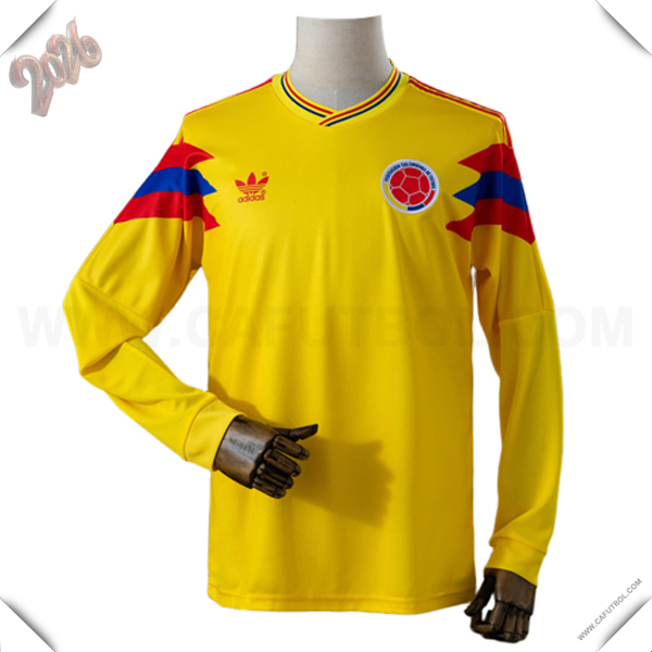 Primera Camiseta de Colombia Retro Mangas Largas 1990